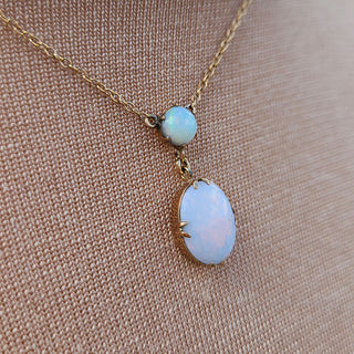 antique opal drop pendant necklace in 9ct gold