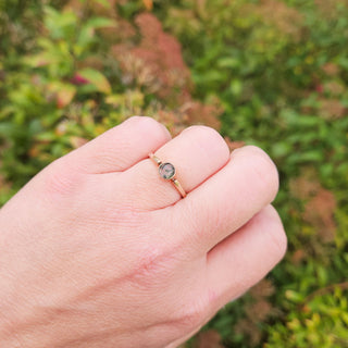 antique moss agate ring on hand