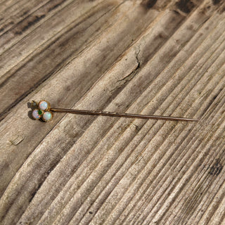 solid 18ct gold stick pin with opals