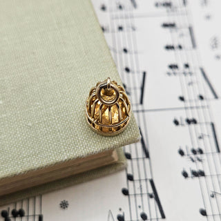 Vintage Gold Bird in Cage Charm