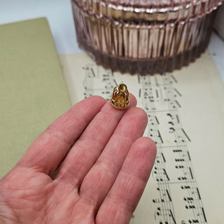 Vintage Gold Bird in Cage Charm