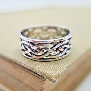men's silver celtic band ring