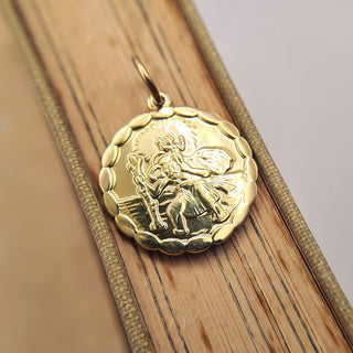 solid yellow gold St Christopher necklace