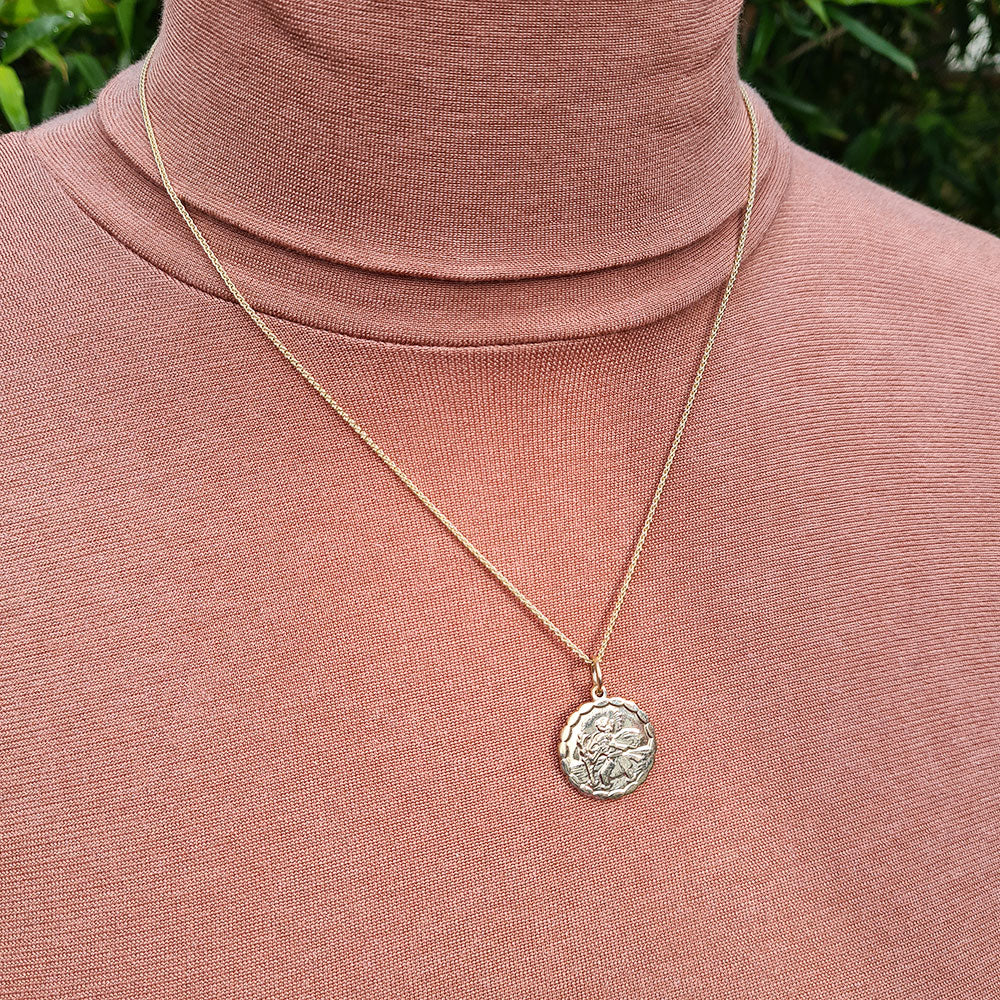 solid yellow gold St Christopher necklace