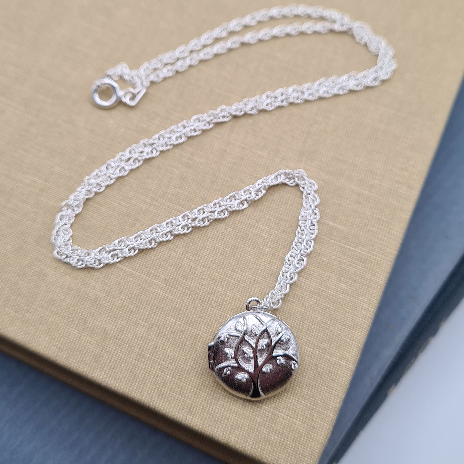 Tree of Life Locket Pendant Necklace in Sterling Silver