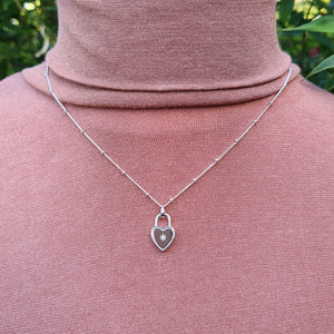diamond studded padlock necklace