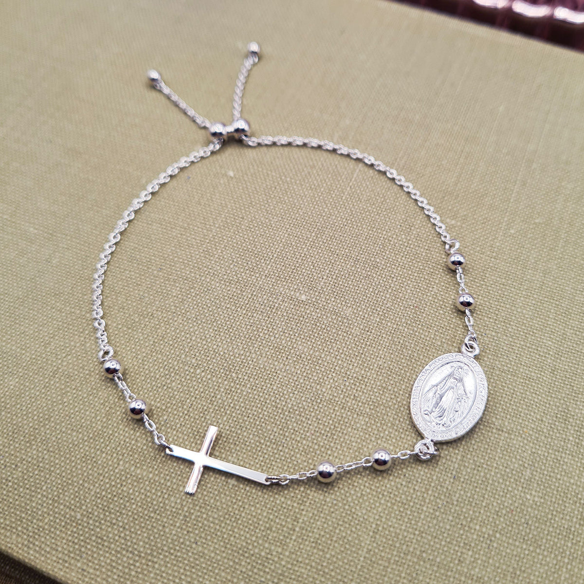 solid silver rosary bracelet