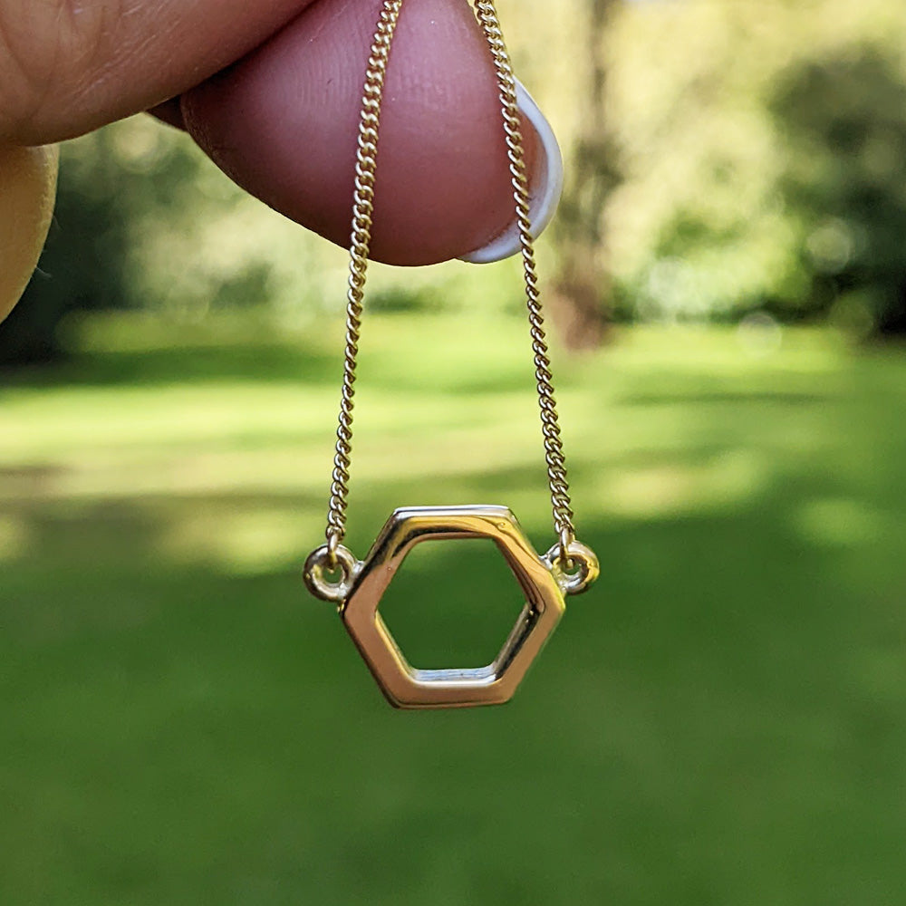 hexagon necklace gold