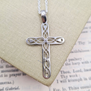 silver Celtic cross necklace for men or women