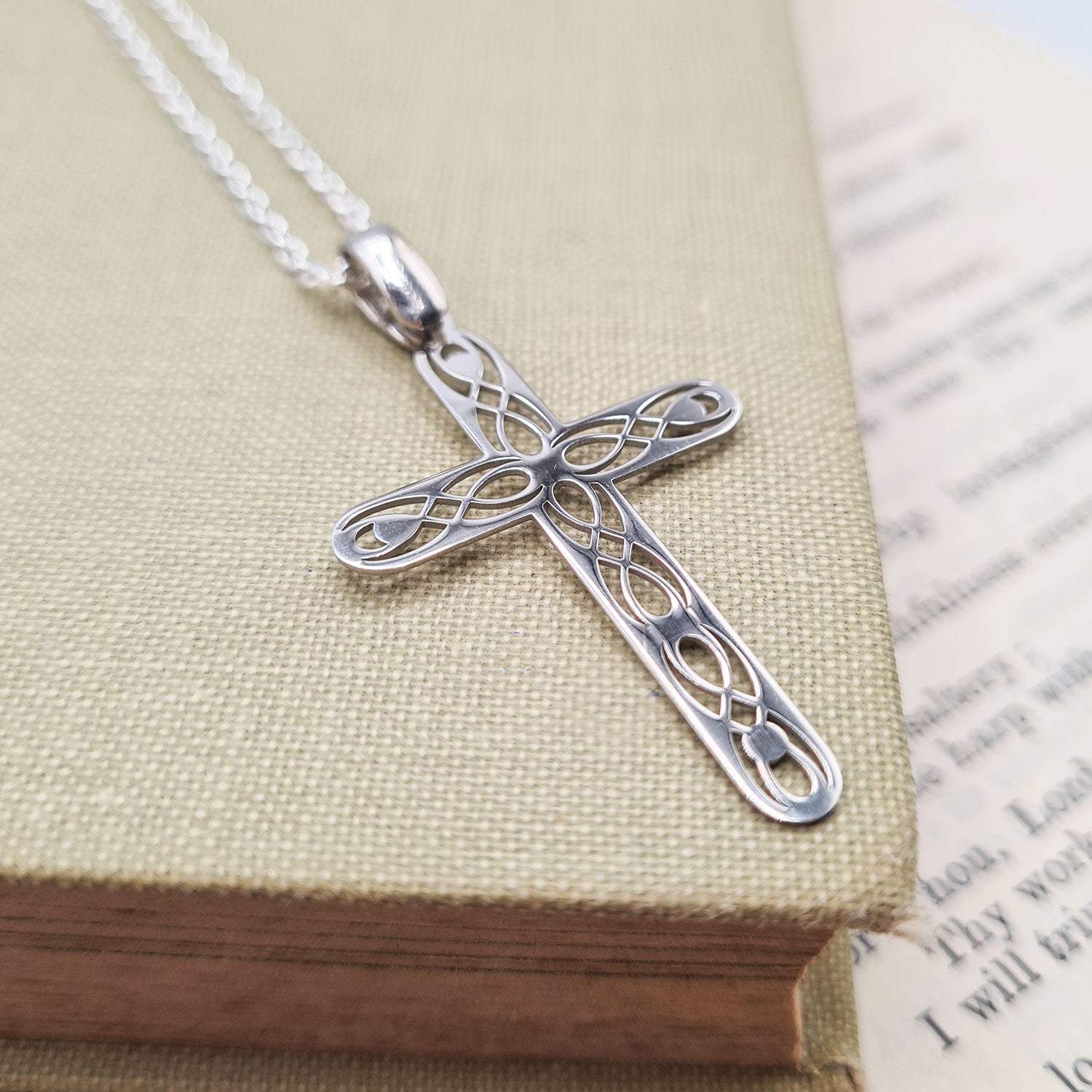 silver Celtic cross necklace for men or women