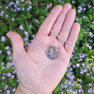 silver st chris in hand for scale