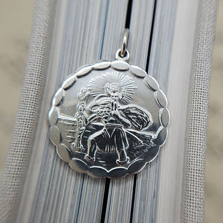 925 silver st christopher medal necklace