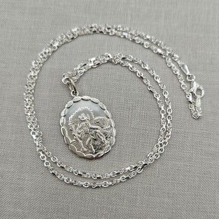 oval st christopher pendant and belcher chain