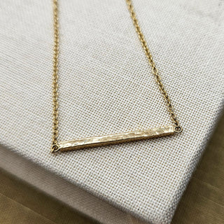 gold hammered bar necklace