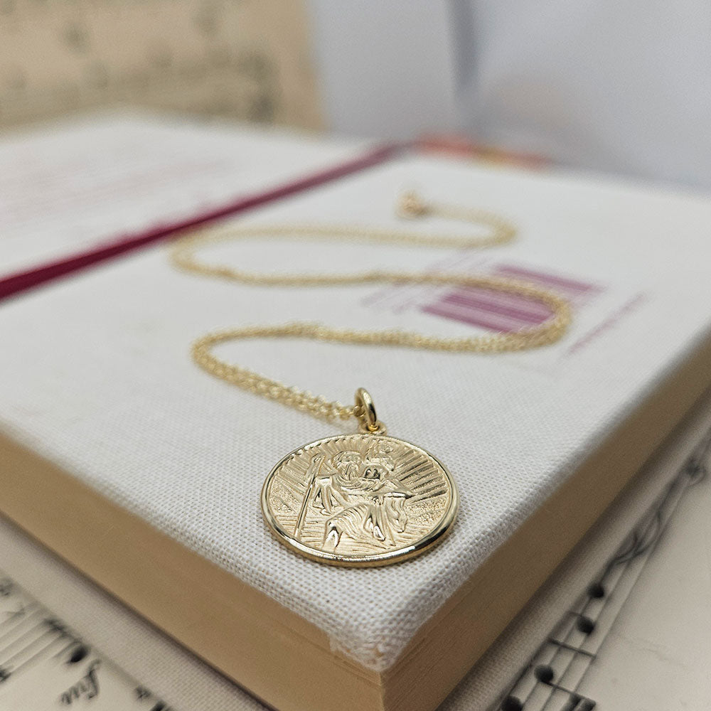 9ct Gold St Christopher Pendant Travel Protection Medal