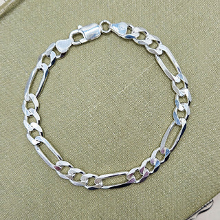 men's solid silver figaro bracelet