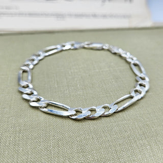 men's figaro link bracelet in sterling silver