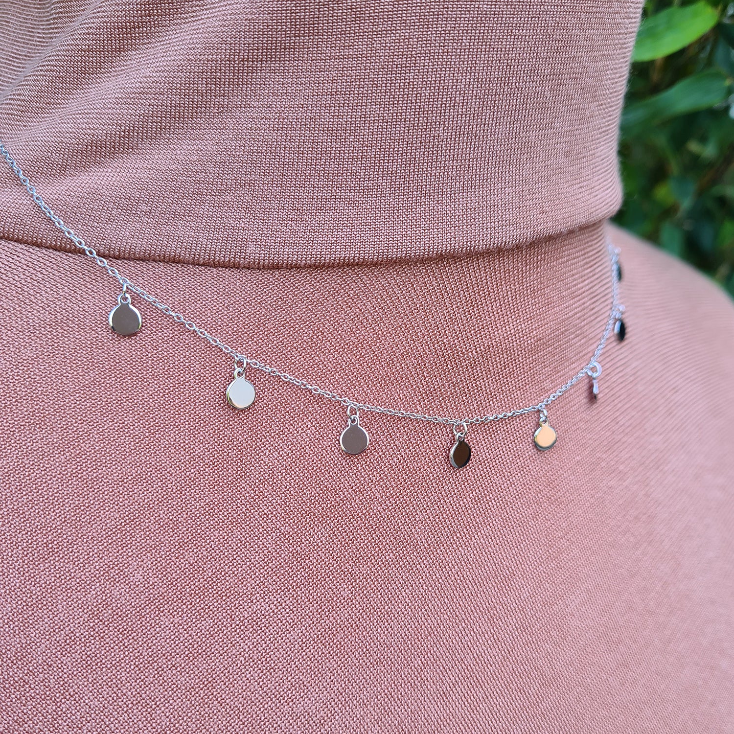 sterling silver boho discs charm necklace