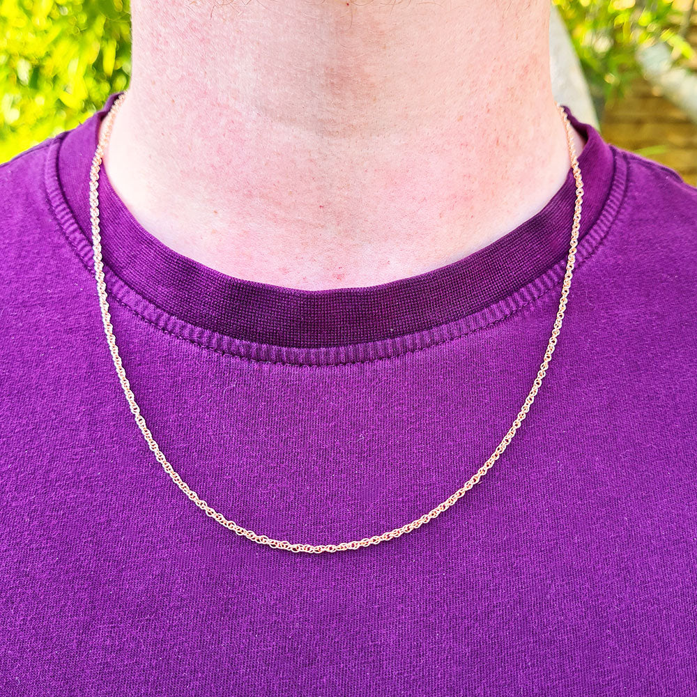 rose gold prince of wales chain on men's neck