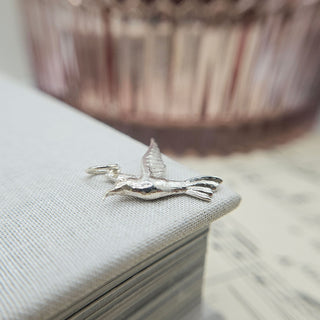 real silver bird charm pendant