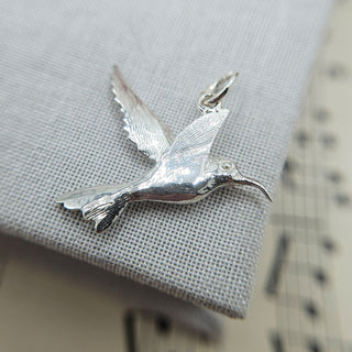 solid silver hummingbird charm hallmarked
