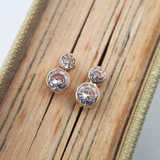 beautiful cubic zirconia stud earrings in yellow gold