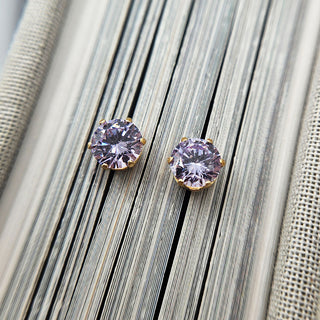 purple cz stud earrings