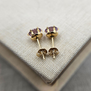 solid 9ct gold purple gem studs