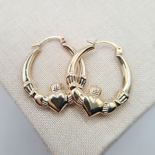 9K gold claddagh earrings