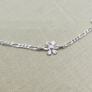 flower charm anklet in sterling silver