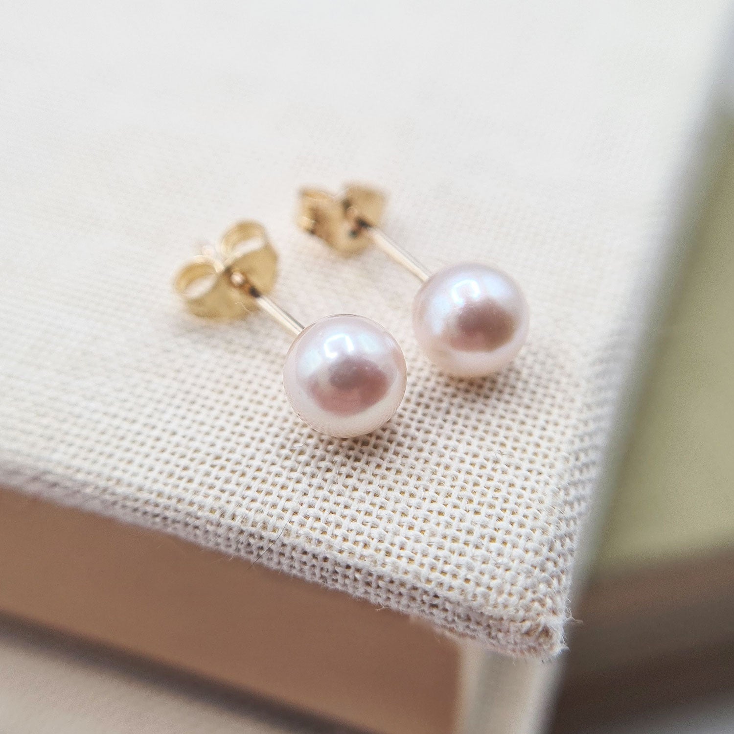 dainty pearl earrings in 9ct gold