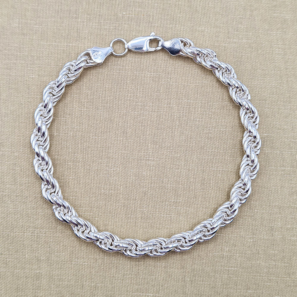 Sterling Silver 4mm Rope Bracelet Inch Small Wrist Fit