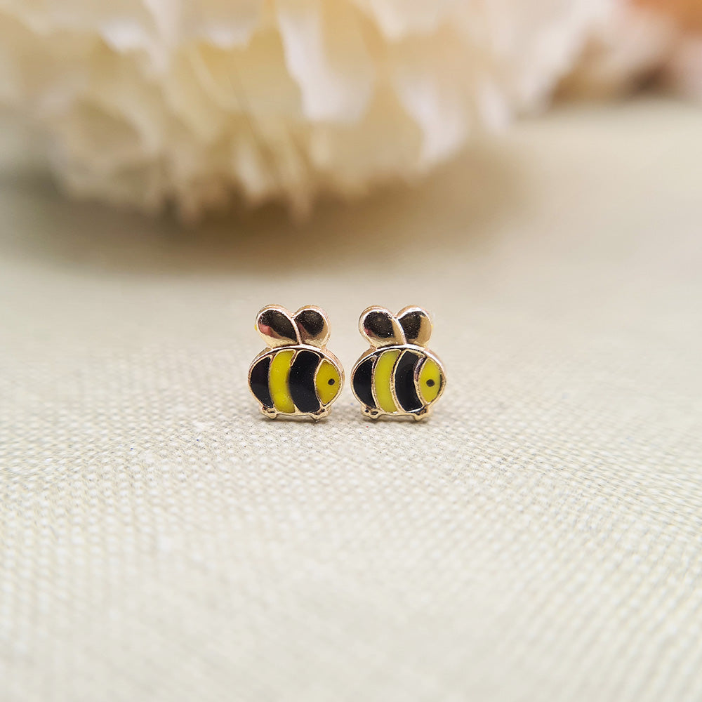 real gold bee earrings for kids