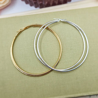 large hoop earrings in silver or gold