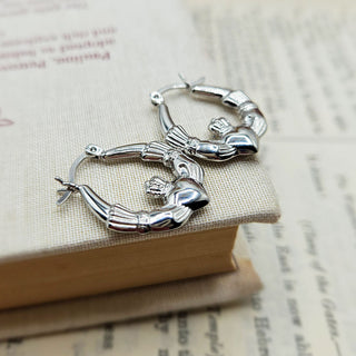 claddagh hoops in sterling silver