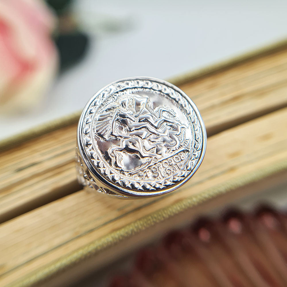 St George ring in sterling silver