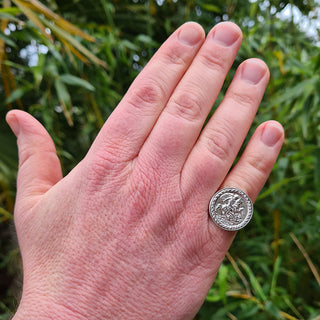 men's st george ring on hand