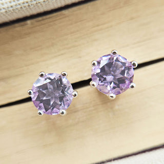 amethyst stud earrings in sterling silver