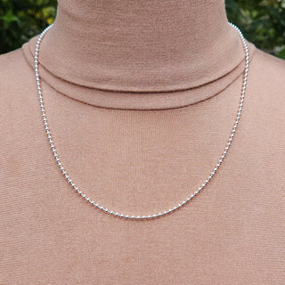 925 silver ball chain necklace being worn