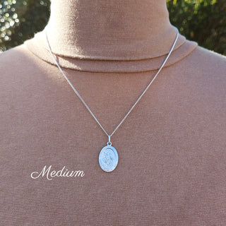 oval st christopher pendant and chain in sterling silver
