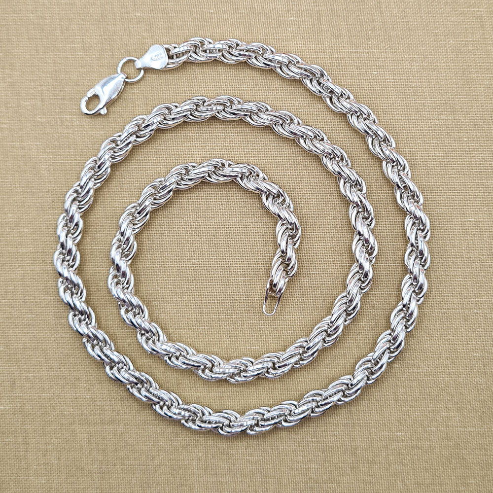 completely solid sterling silver rope chain for men