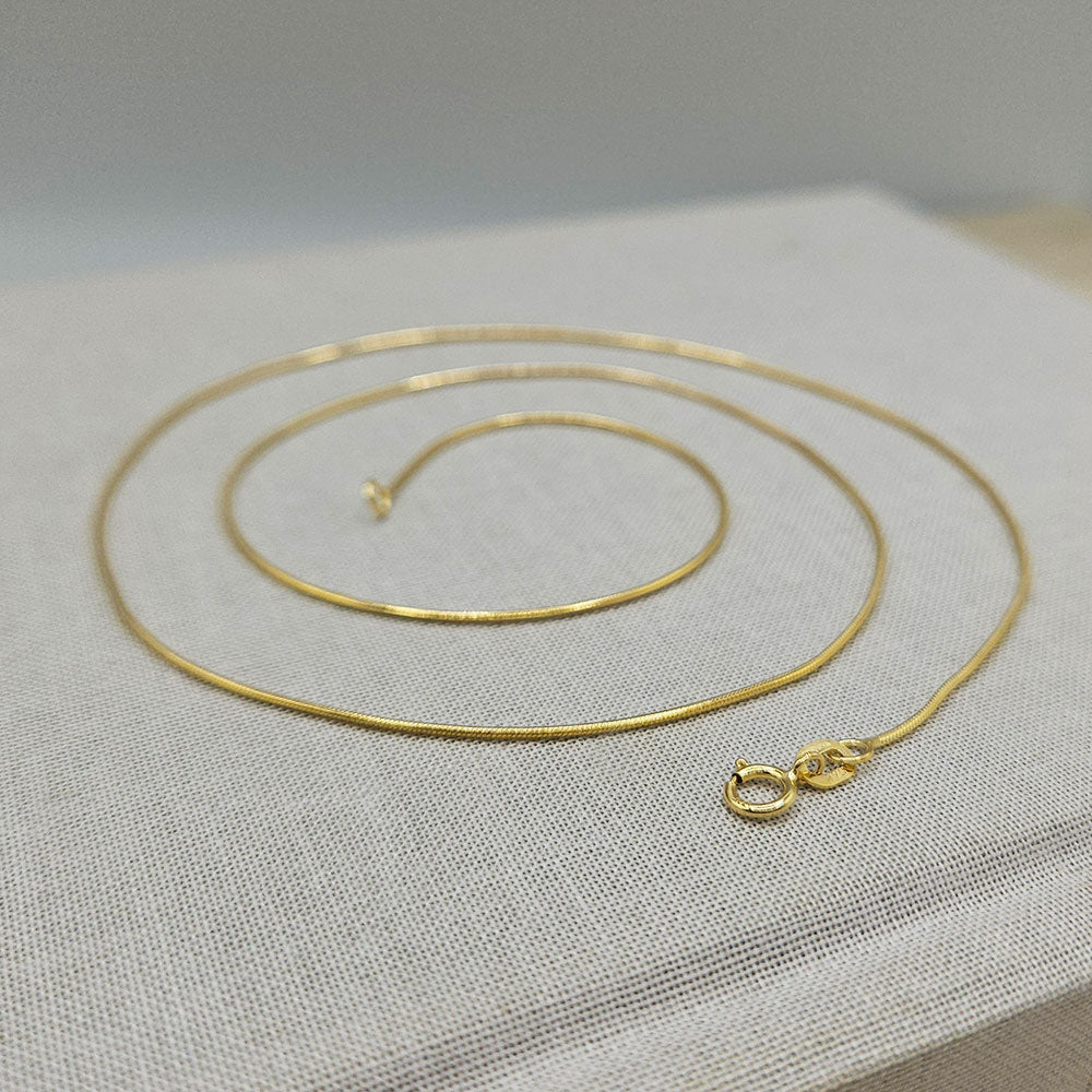 9ct Gold Fine Round Snake Chain Necklace 18 Inch