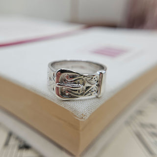 real sterling silver belt buckle ring