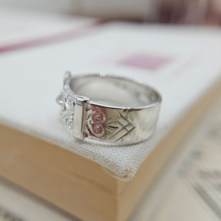 silver buckle ring for women