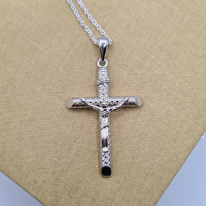 silver crucifix on belcher chain