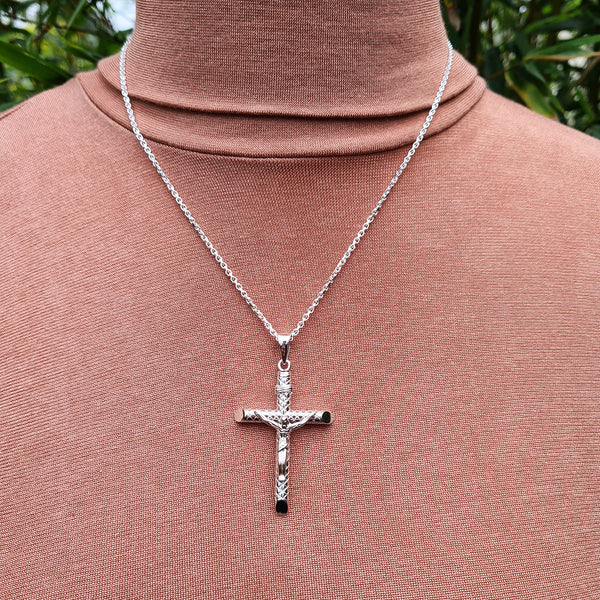 Sterling Silver Crucifix Necklace 18