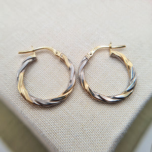 women's 9ct yellow & white gold hoop earrings