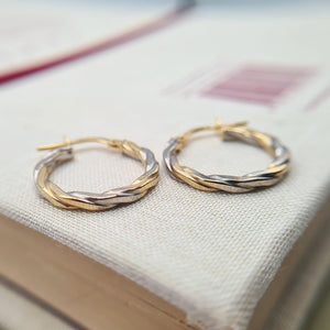 white yellow gold hoops