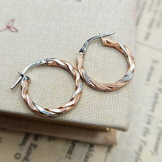 rose and white gold hoop earrings