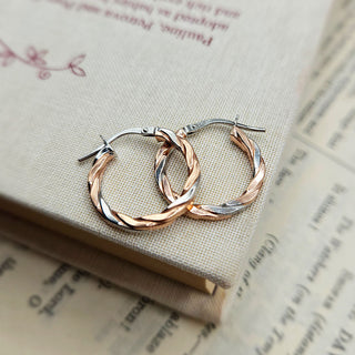 small two tone gold hoops